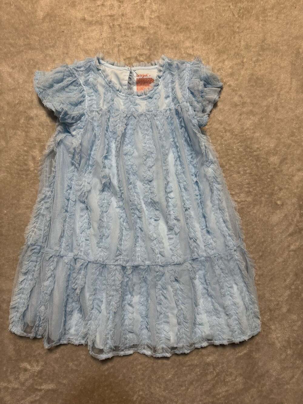 Cat & Jack Toddler Girls' Light Blue Tiered Ruffle Tulle Dress, Size 5T